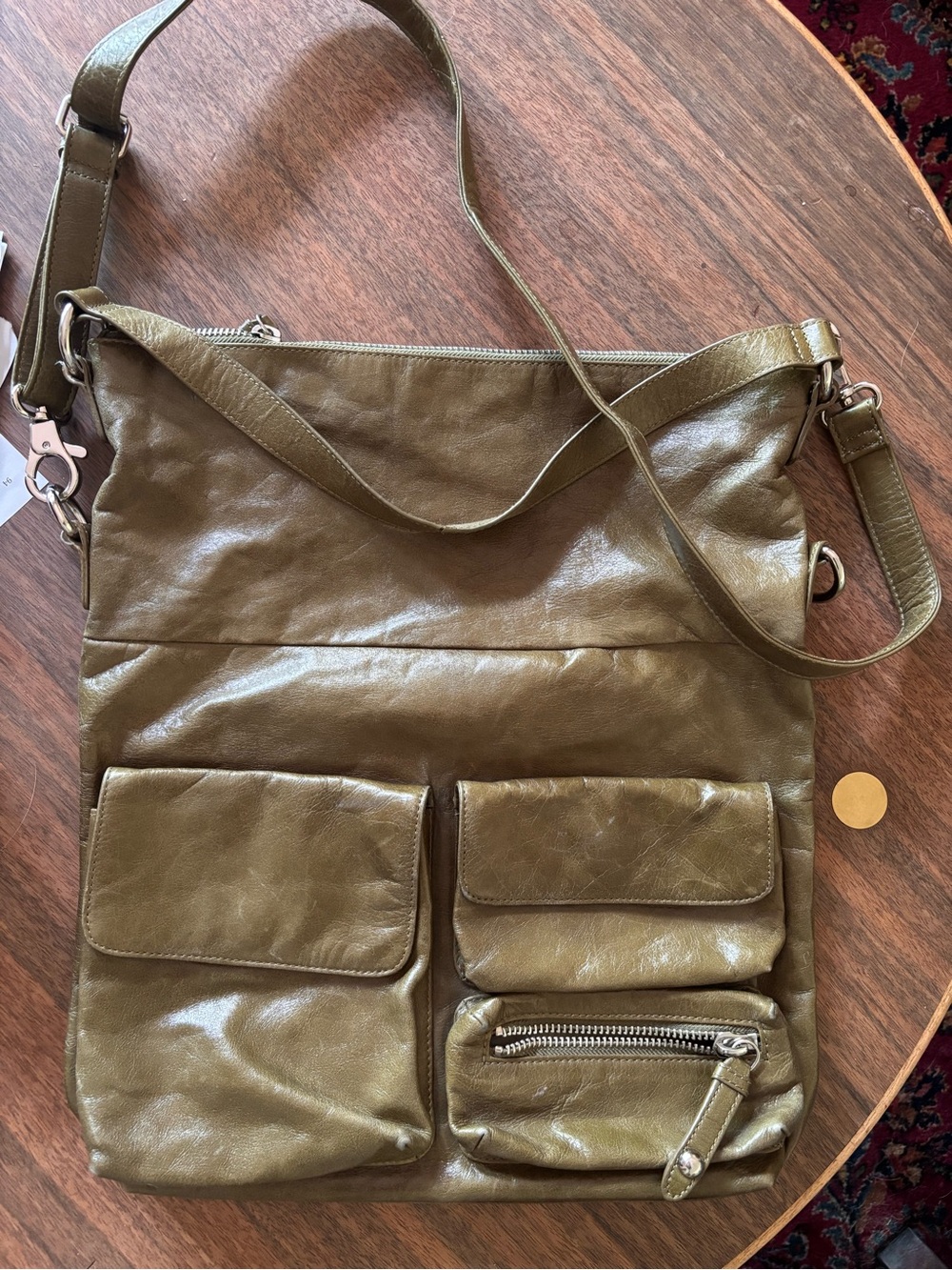 Hobo Holy Grail Explorer purse Olive Green Crossbody Shoulder Bag Front Pockets